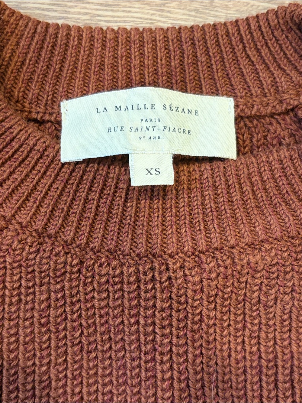 Sézane Button-Shoulder Crewneck Sweater - Rust Size XS - Picture 3 of 6